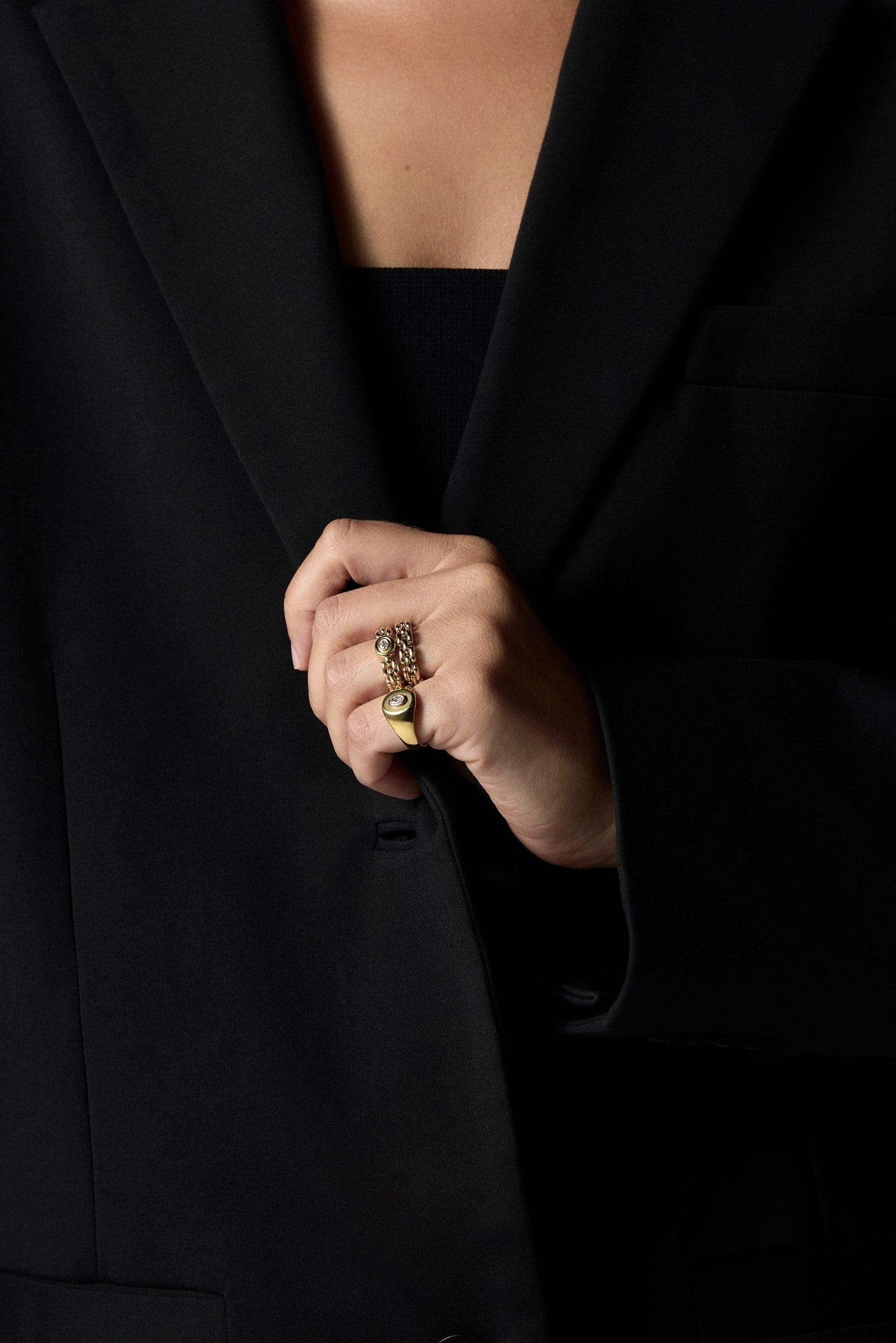 Margot Diamond Chain Ring | 18K Yellow Gold