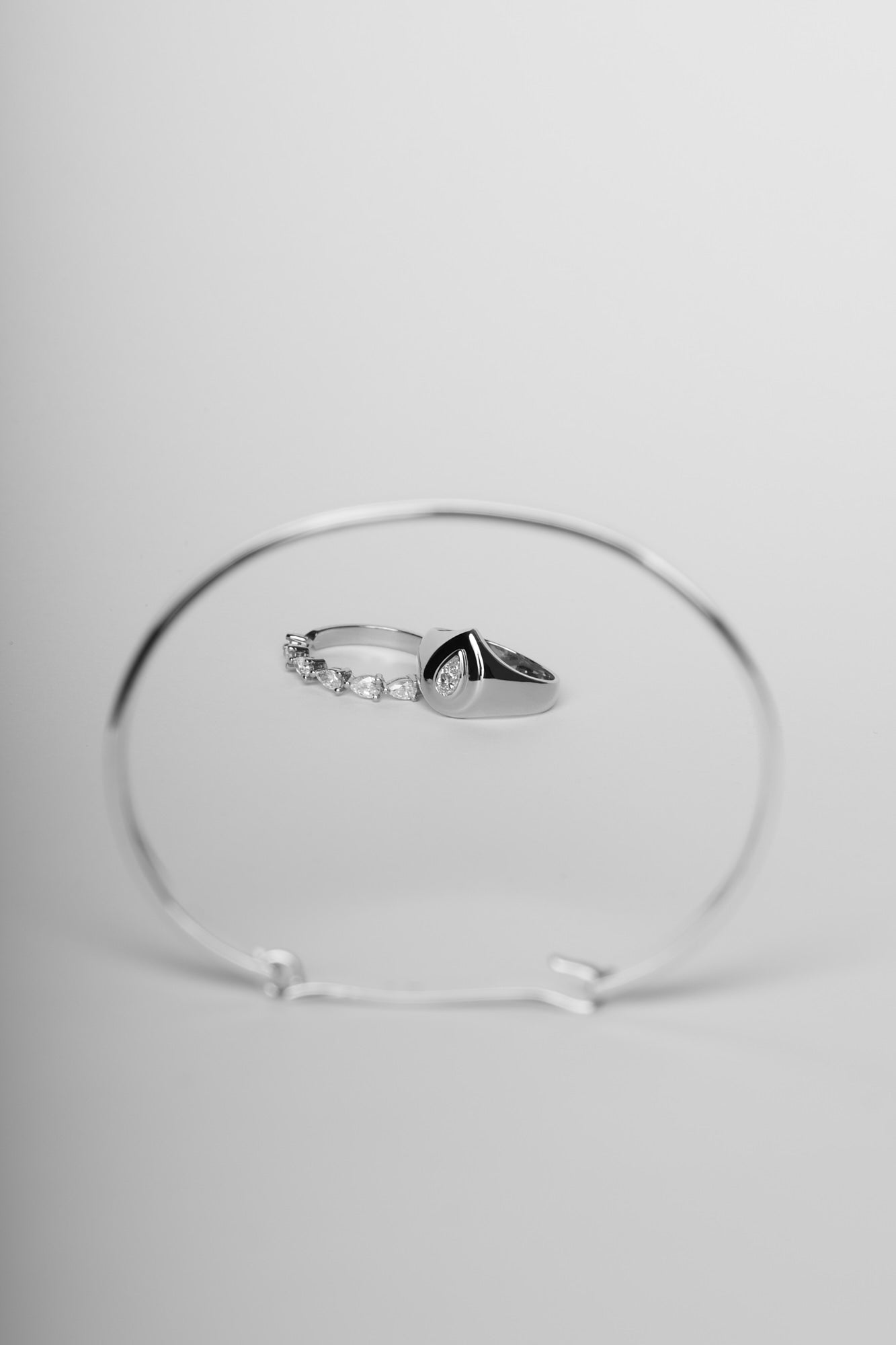 Pear Diamond Signet Ring | White Gold