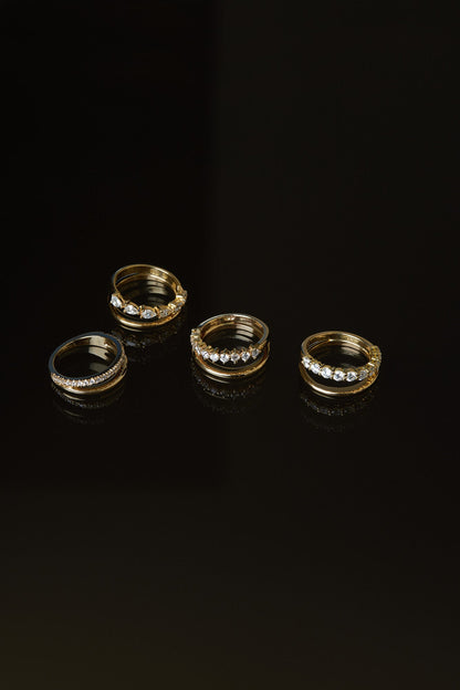 Double Band 10pt Round Diamond Ring | 18K Yellow Gold