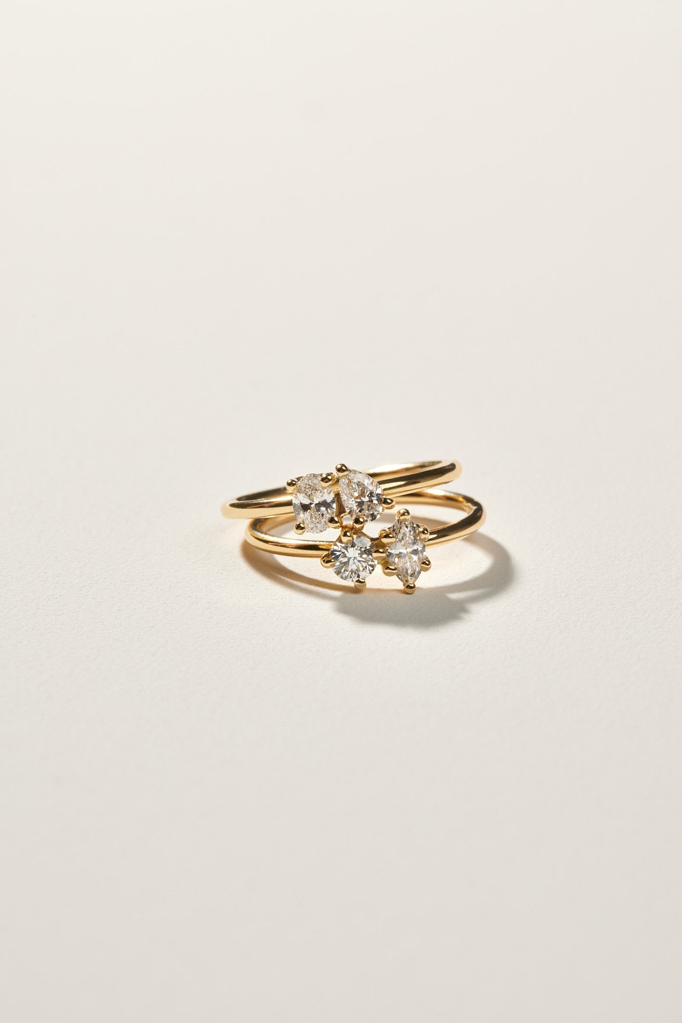Pear and Oval Diamond Toi Et Moi Ring | 18K Yellow Gold