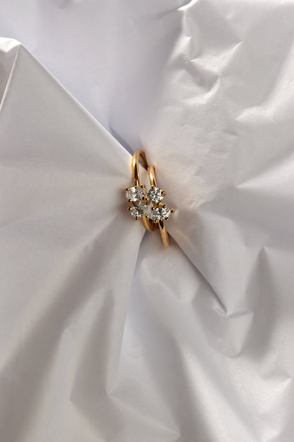 Marquise Diamond and Round Emerald Toi Et Moi Ring | 18K Yellow Gold
