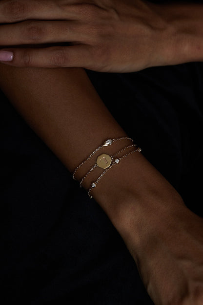 Letter Bracelet | 9K White Gold