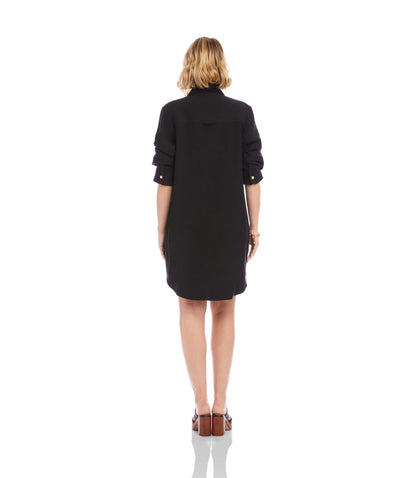 Petite Size Ruched Sleeve Shirtdress