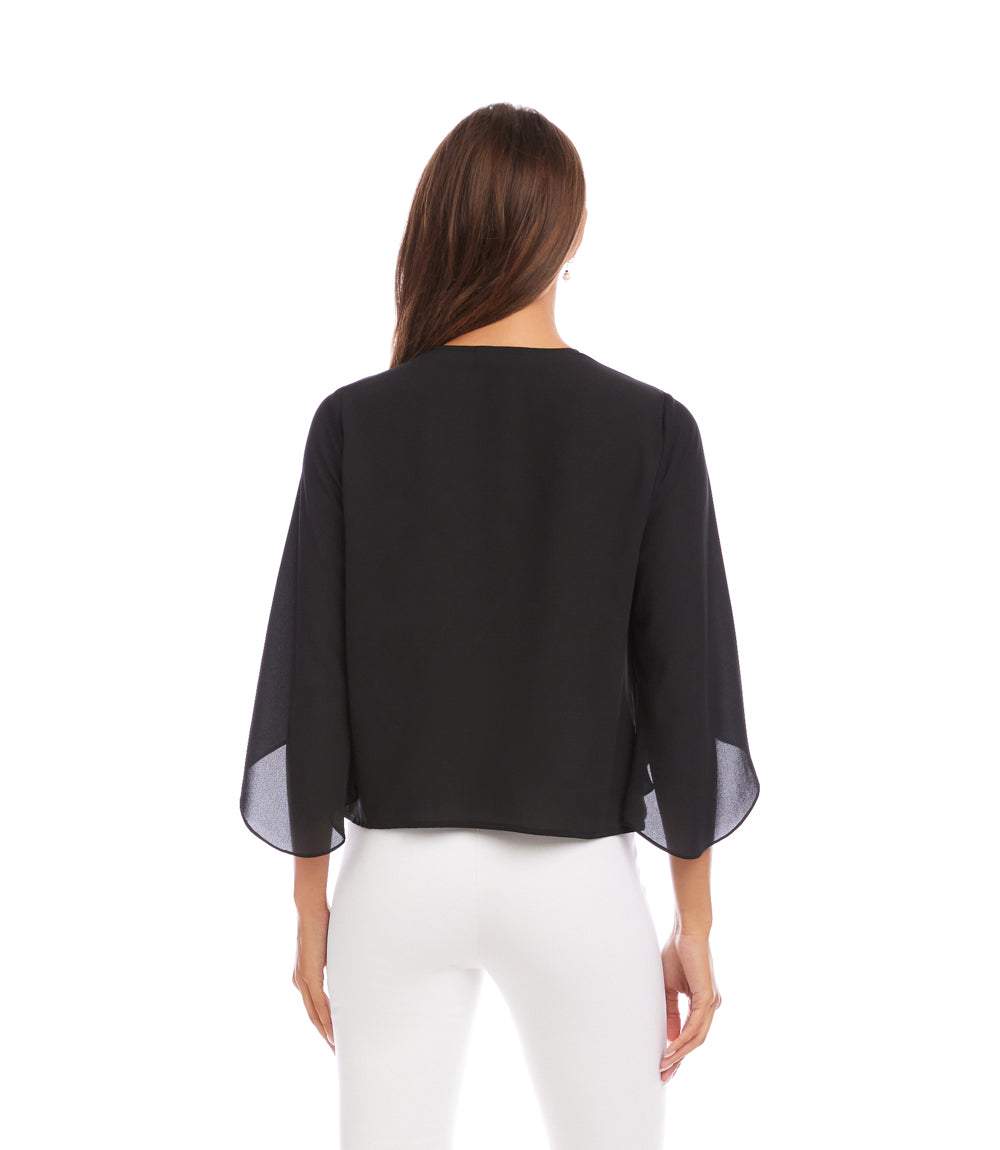 Bracelet Sleeve Drape Front Crossover Top