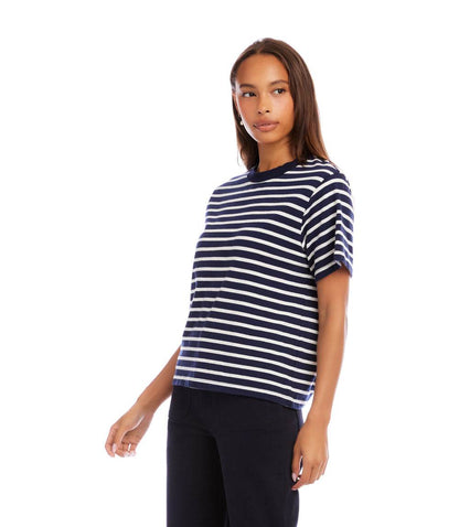Petite Size Stripe Short Sleeve Top