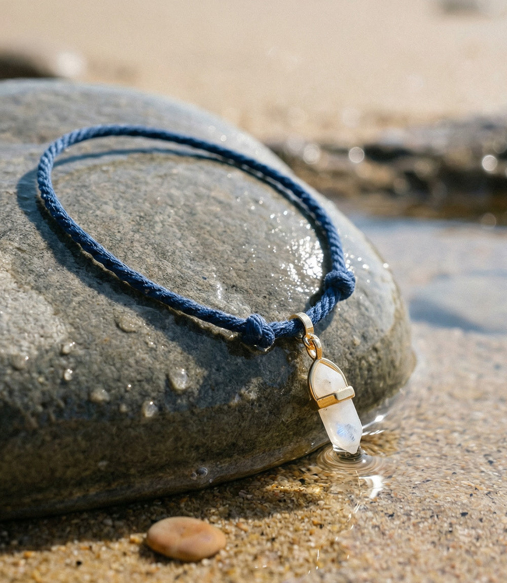 Moonstone Point Cord Bracelet