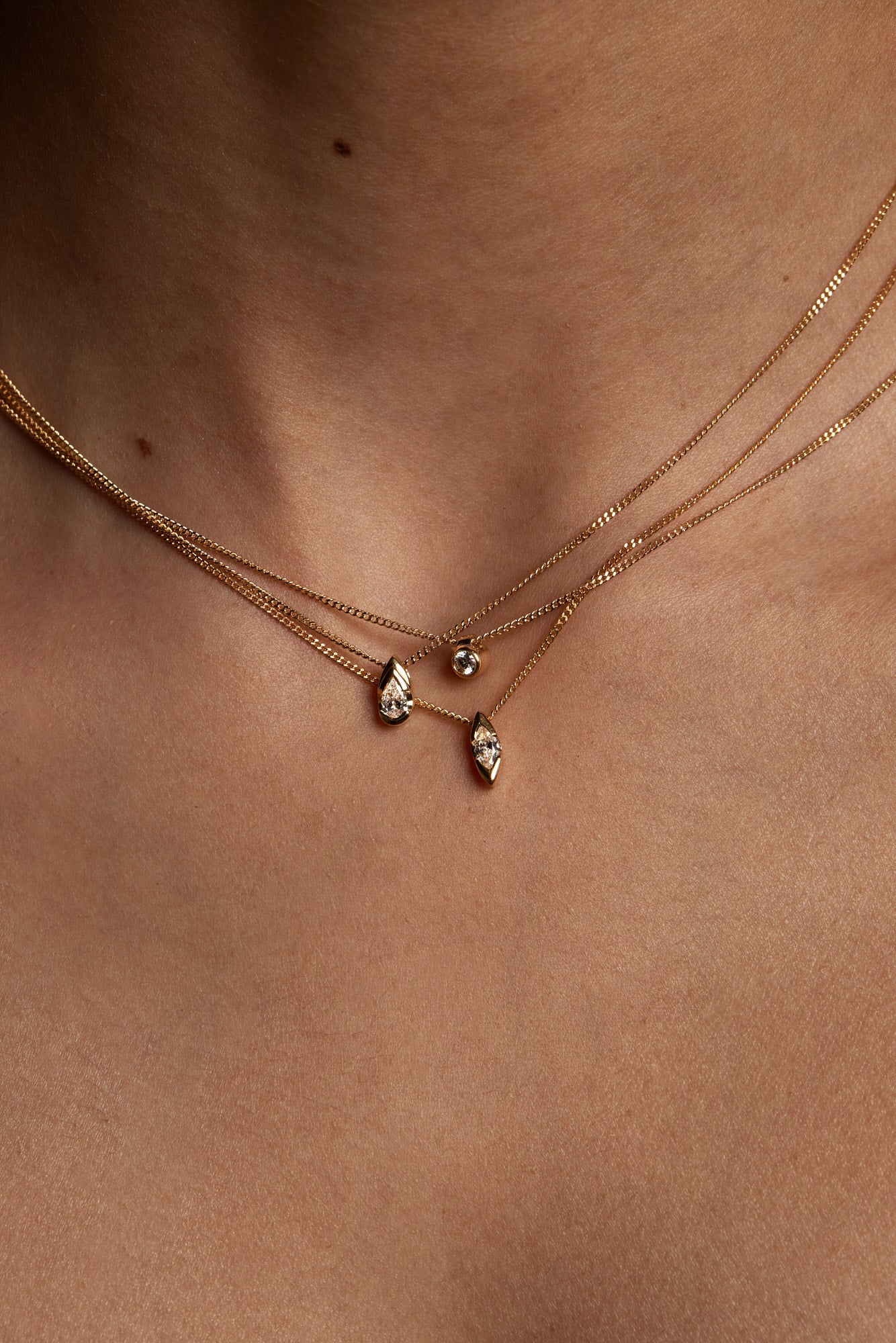 Mini Marquise Diamond Necklace | White Gold