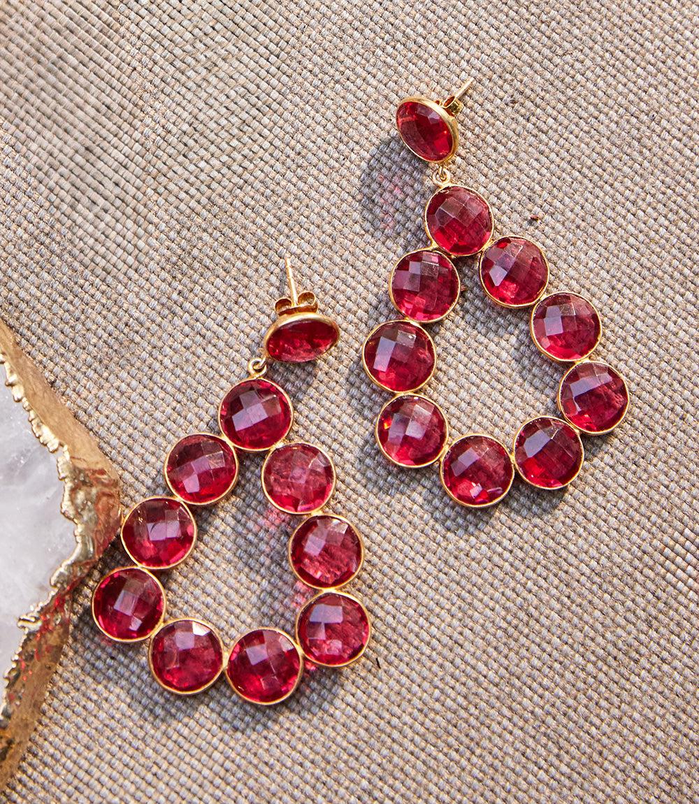 Gemstone Bezel Drop Earrings
