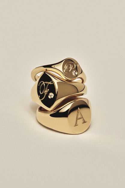 Mini Oval Signet Ring | Yellow Gold