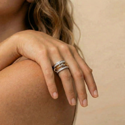 Vivia Two Tone Stacked Diamond Ring