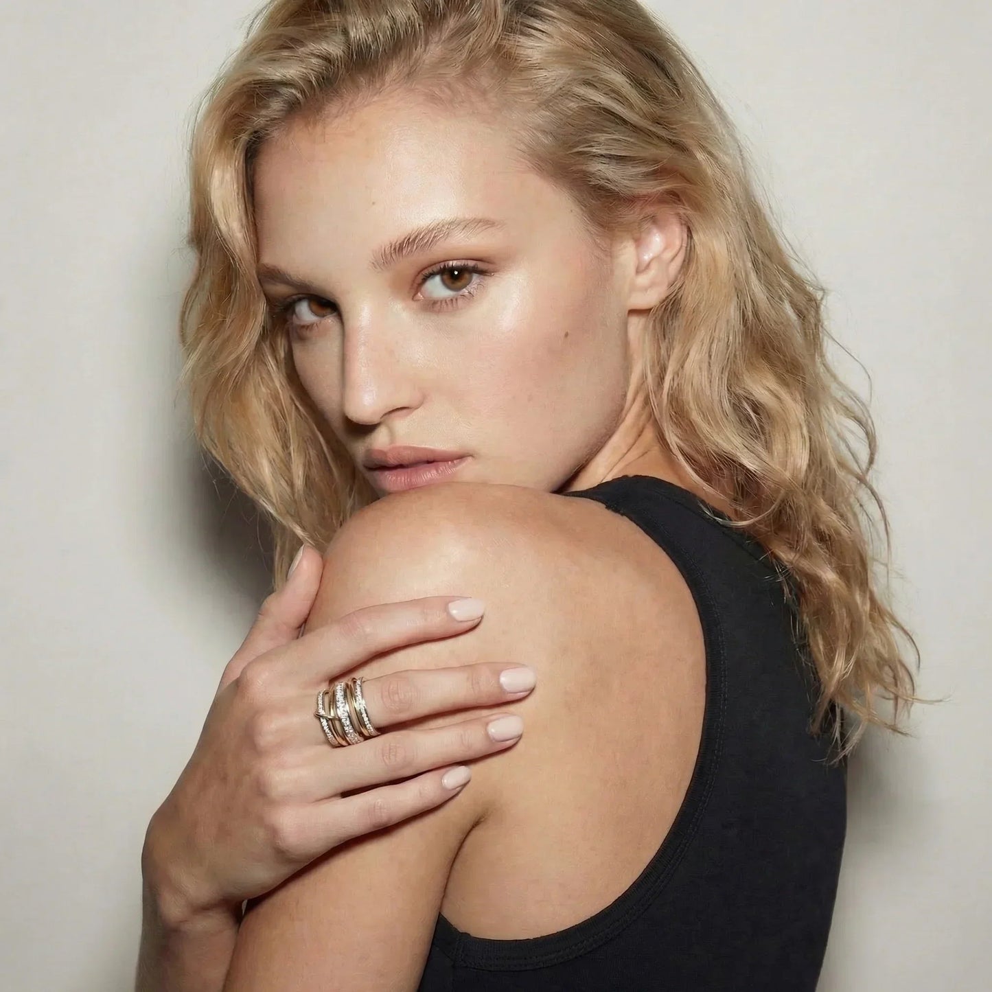 Janelle Two Tone Stacked Diamond Ring