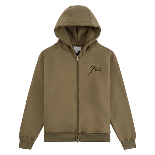 Classique Zip Up Hoodie | Moss Green/Black
