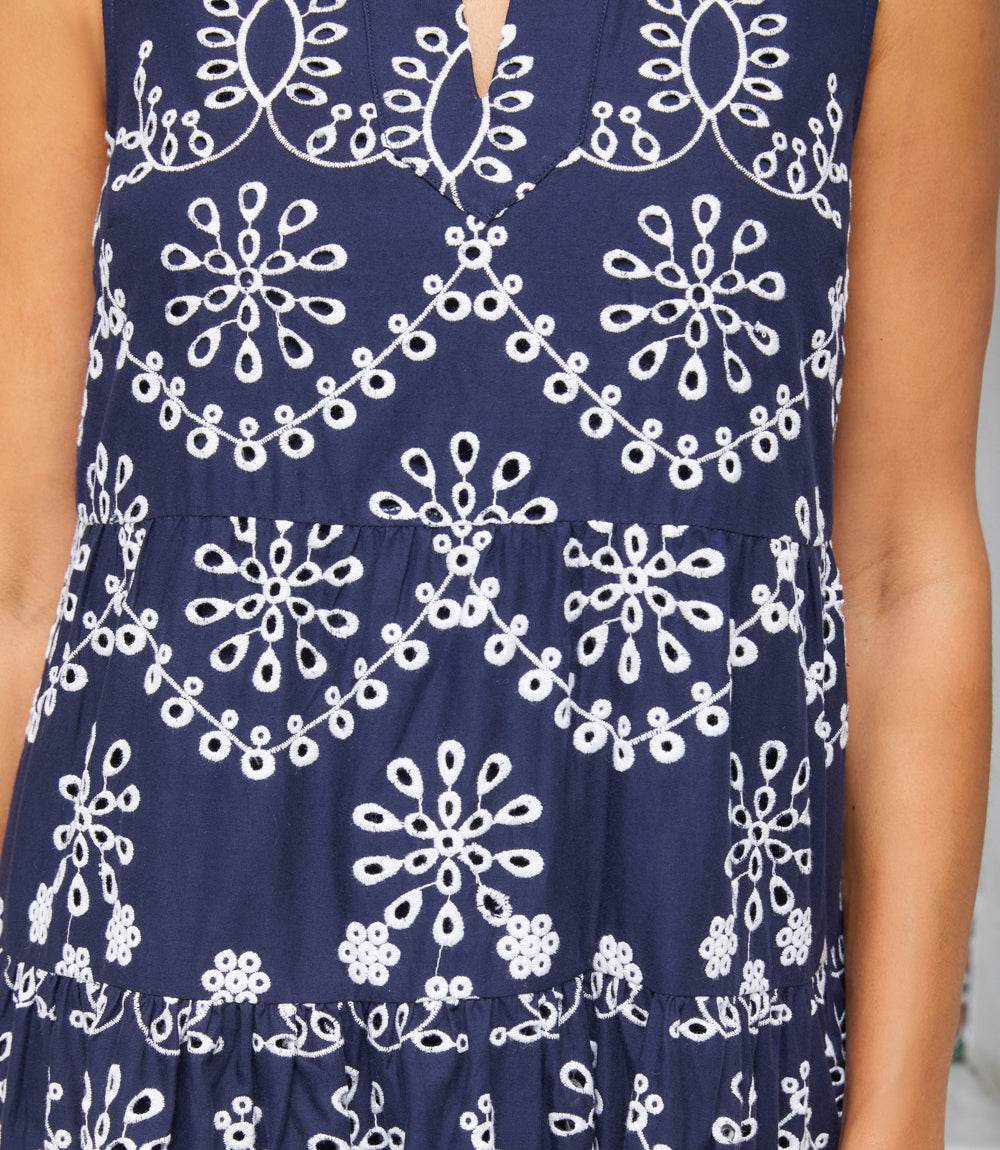 Petite Size Sleeveless Eyelet Dress