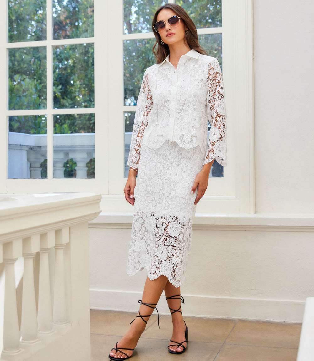 Lace Midi Pencil Skirt