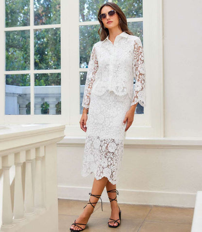 Lace Midi Pencil Skirt