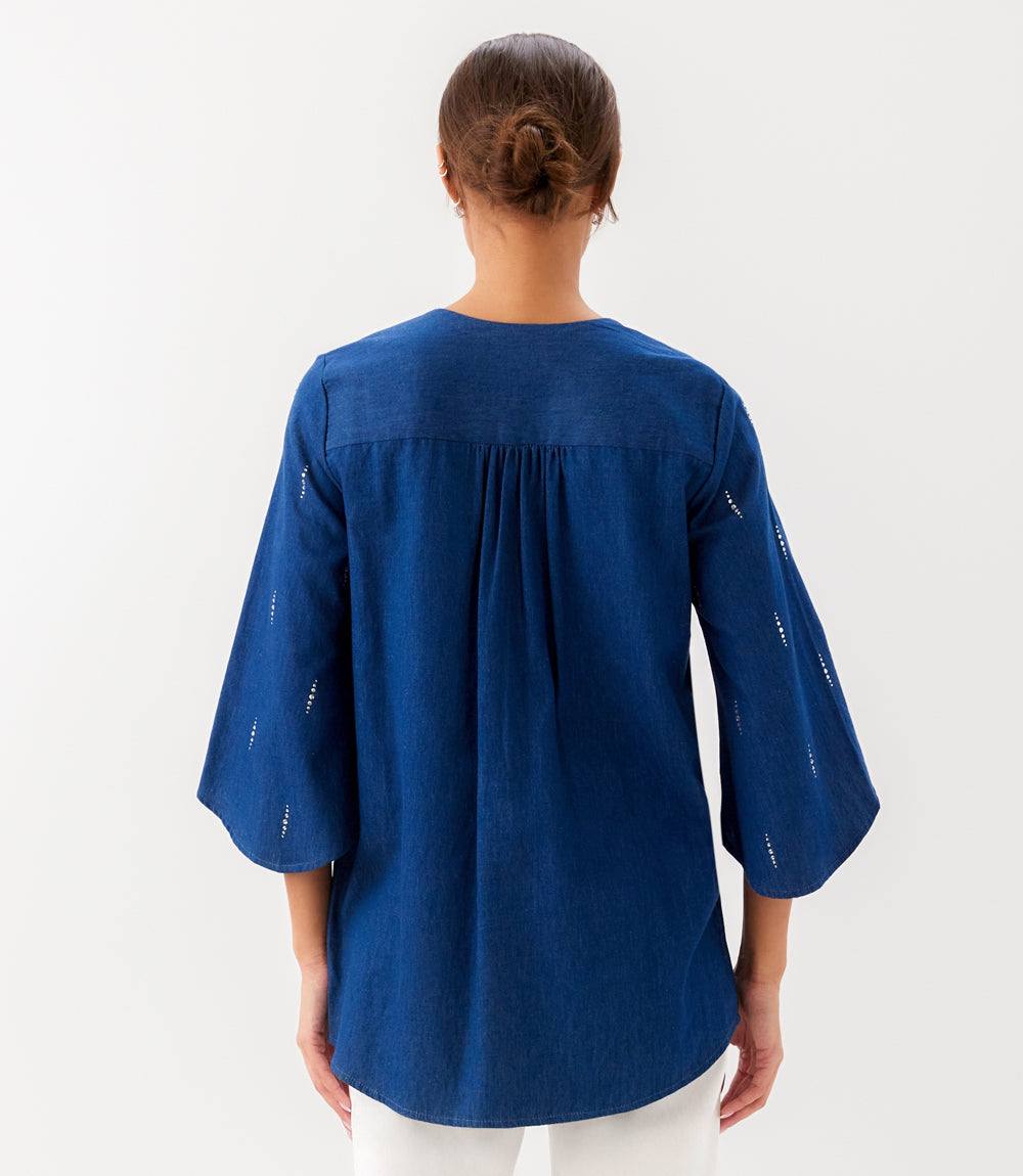 Bracelet Sleeve Embellished Asymmetric Top