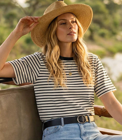 Stripe Short Sleeve Top