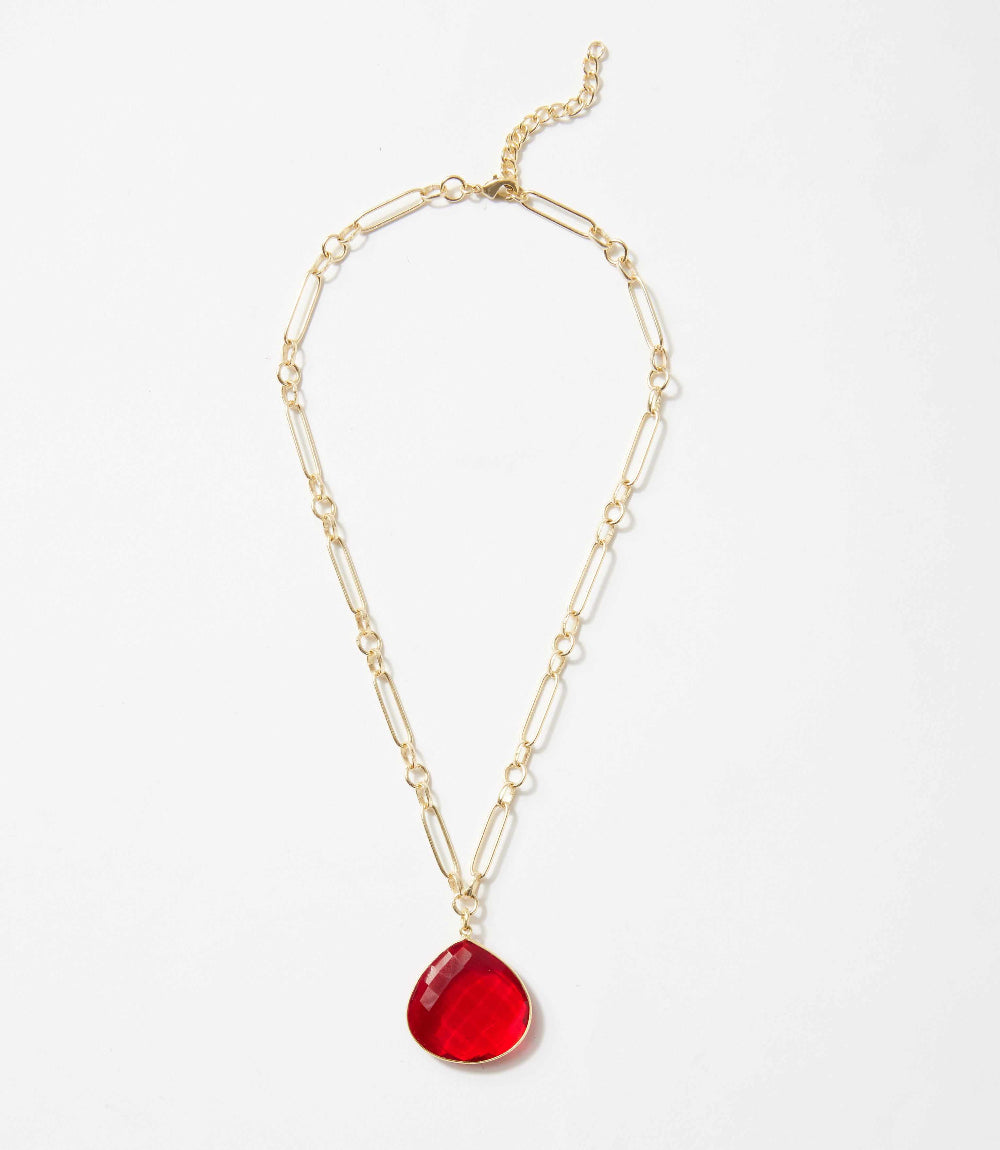 Ruby Quartz Pendant Necklace