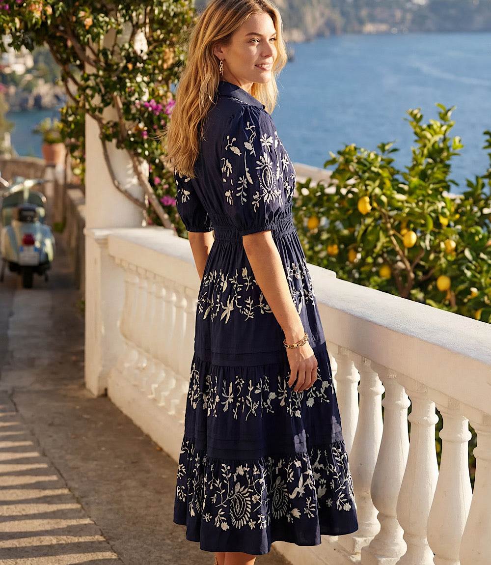 Puff Sleeve Embroidered Dress