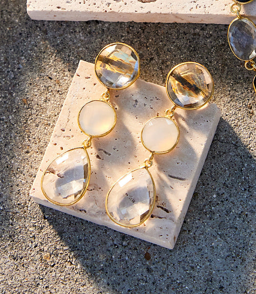 Triple Drop Crystal Earrings