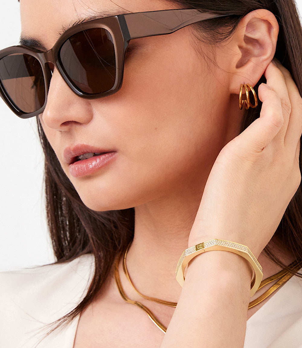 Pavé Crystal Angular Cuff Bracelet