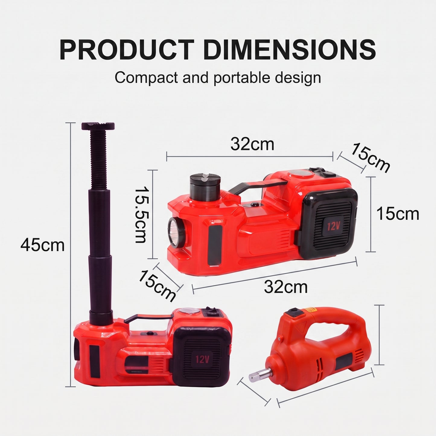 12V Electric Hydraulic Jack Set – Heavy Duty 5 Ton Lift Jack with Electric Wrench