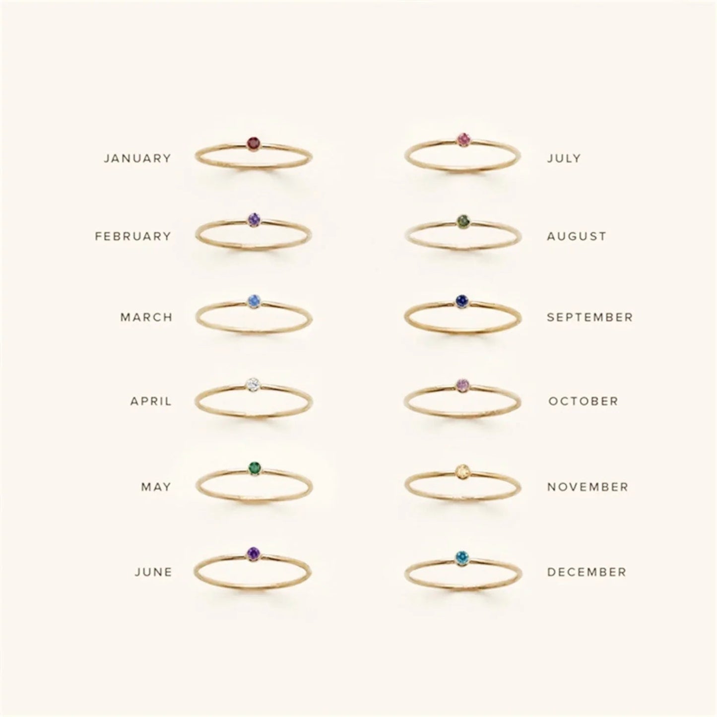Amelia Birthstone Stacker Ring