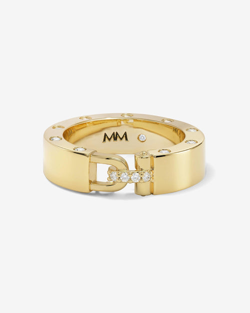 Ashley Smooth Lock Ring - Gold|White Diamondettes