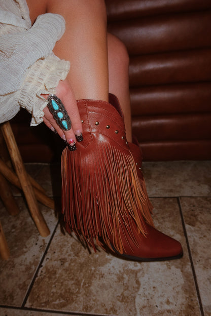 Bayley Fringe Cowgirl Boots - Brown
