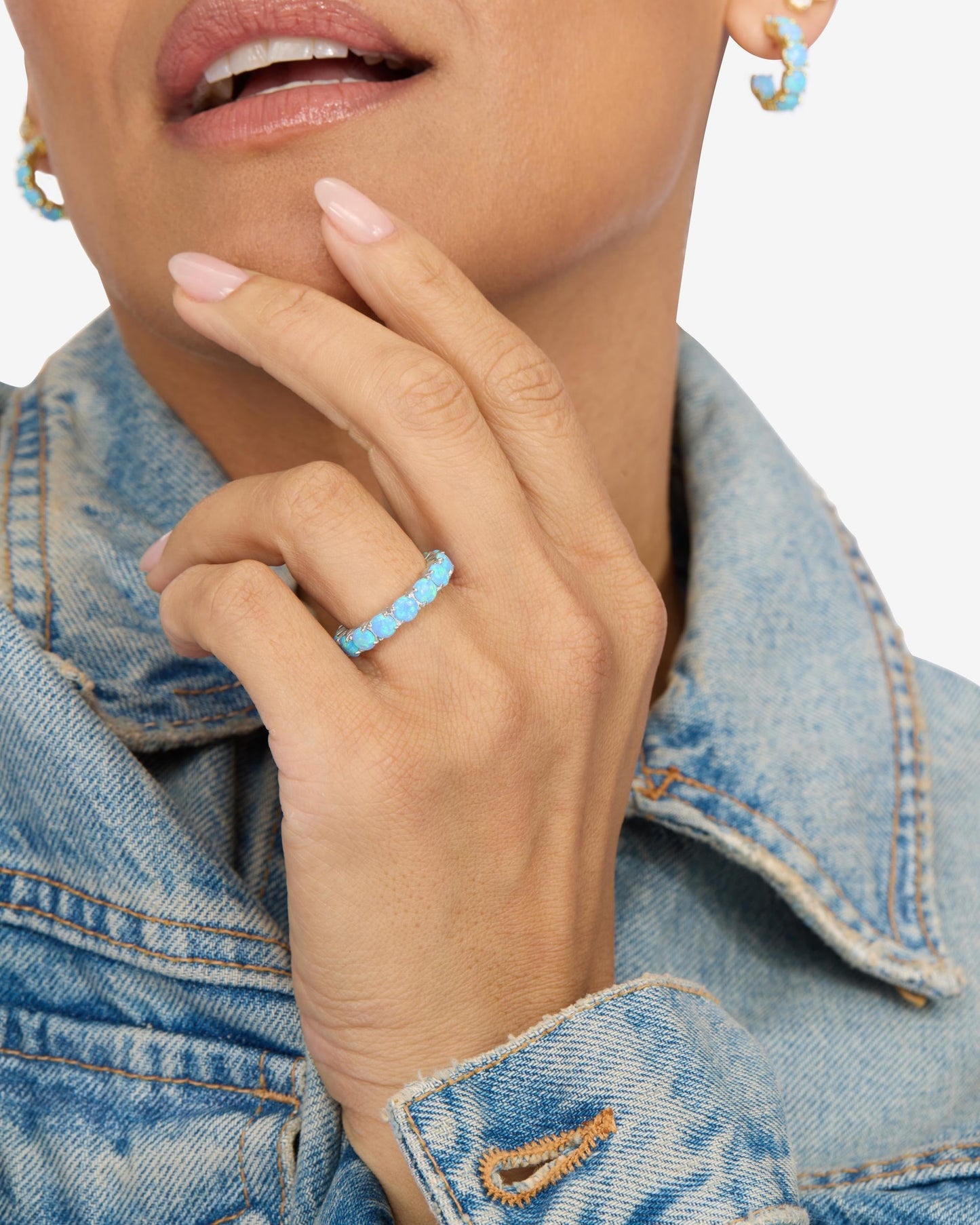 Grand Heiress Ring 4mm - Silver|Blue Opal