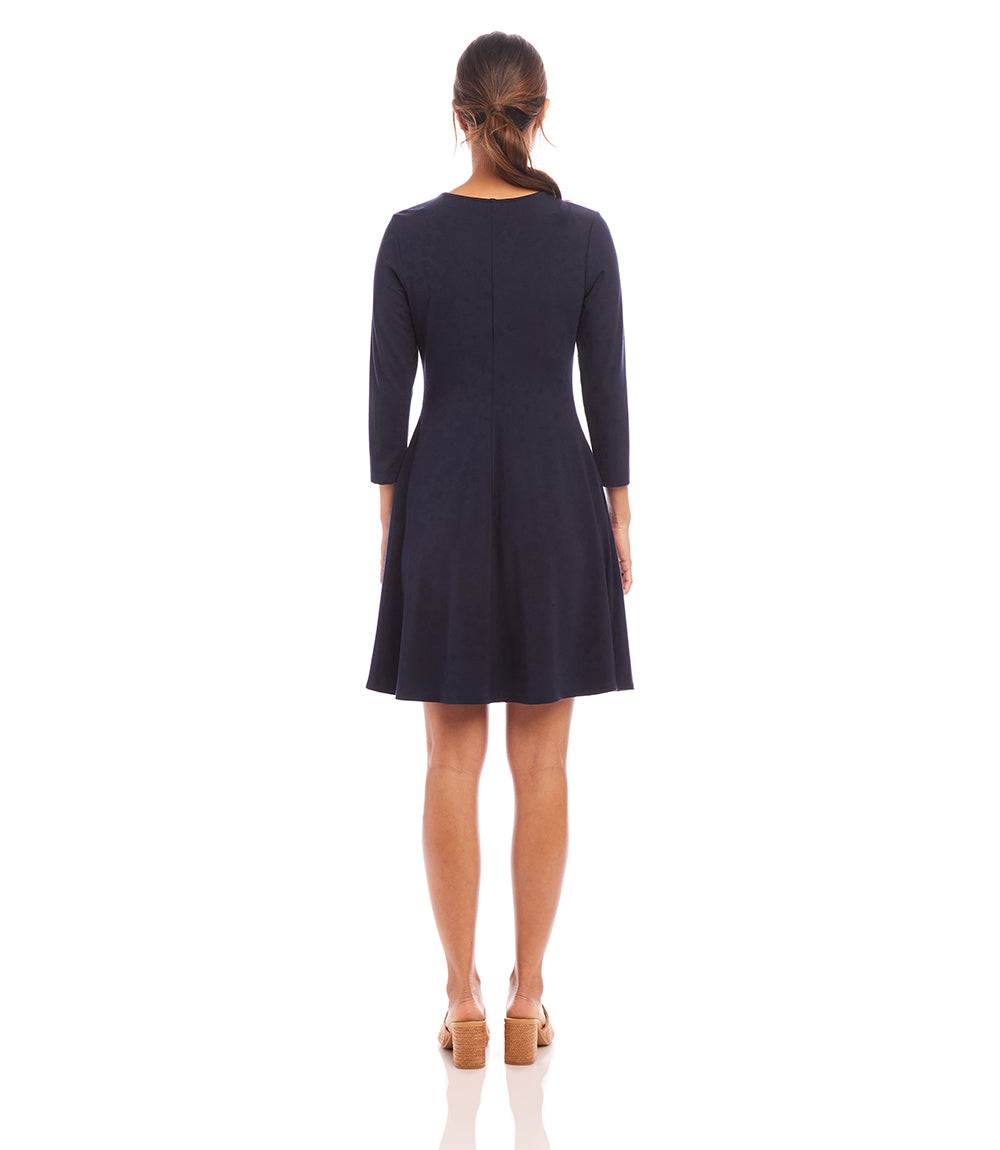 Petite Size 3/4 Sleeve Fit & Flare Dress