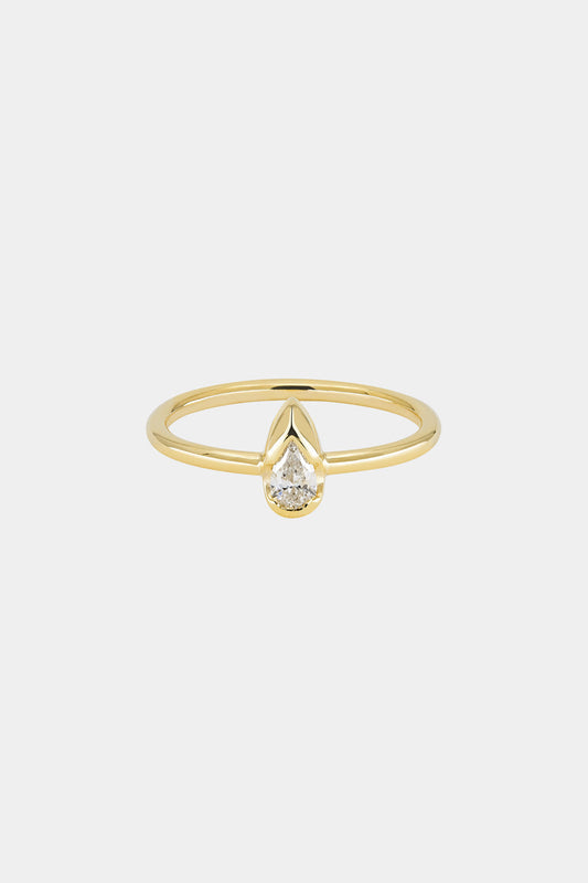 Mini Pear Diamond Ring | 9K Yellow Gold