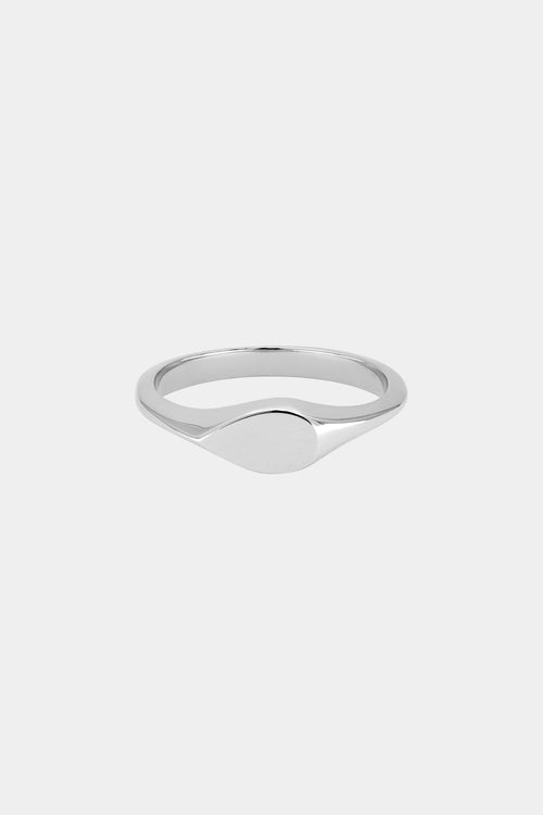 Mini Pear Signet Ring | White Gold