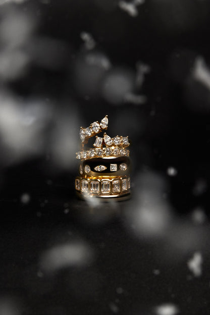 Round Diamond Half Band | 18K Yellow Gold