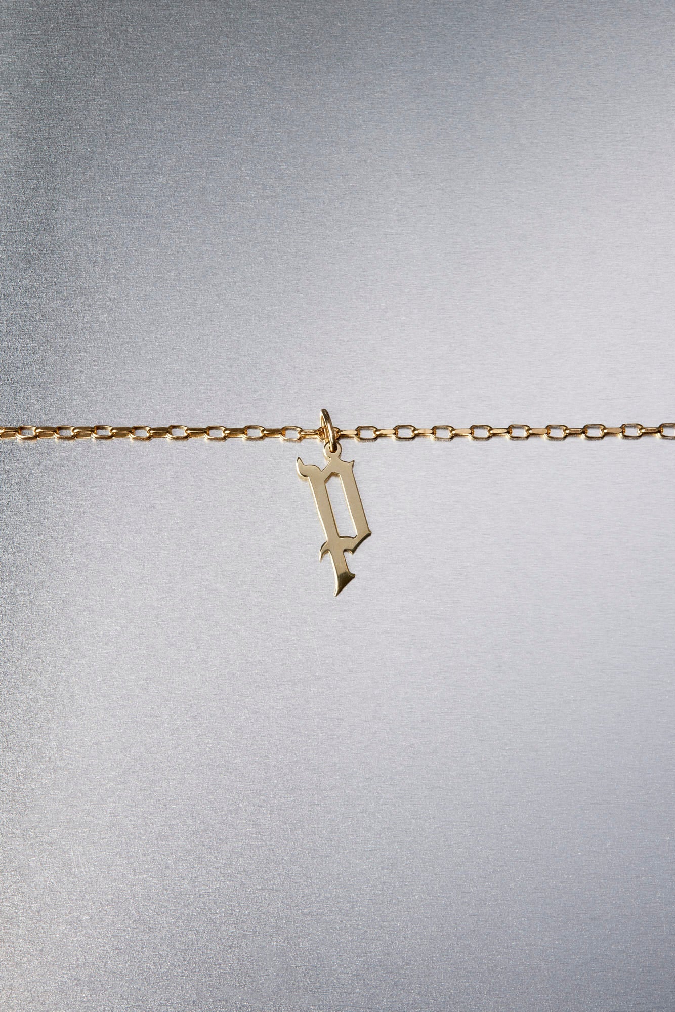 Large Gothic Letter Necklace | 9K Rose Gold