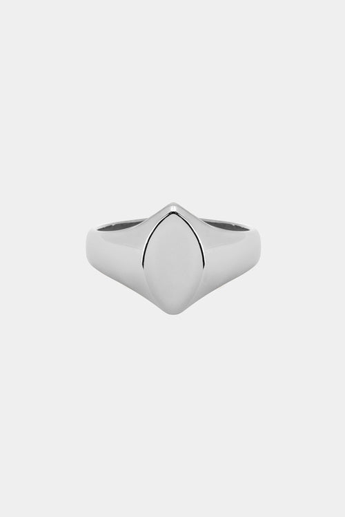 Marquise Signet Ring | White Gold