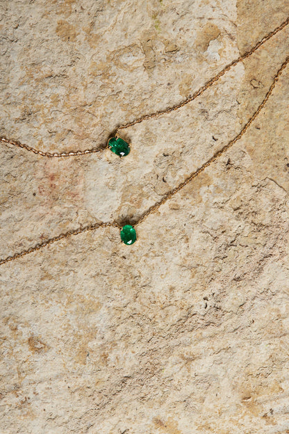 Oval Emerald Necklace | 18K Gold