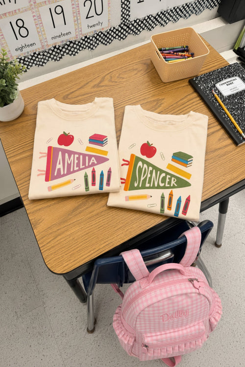 Personalized Flag Kids Graphic Tee | Natural