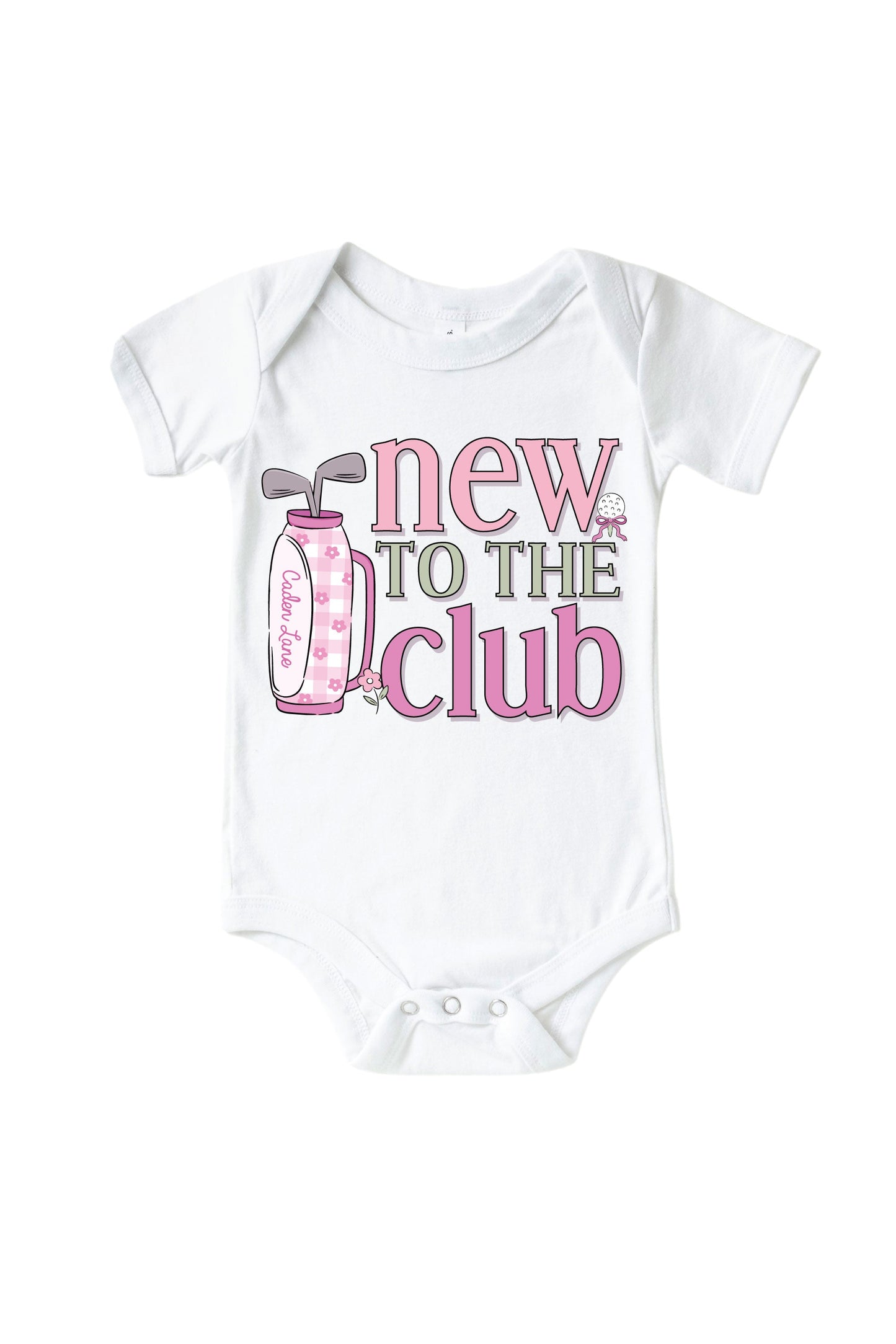 New To The Club Pink Graphic Bodysuit & Kids Tee | White