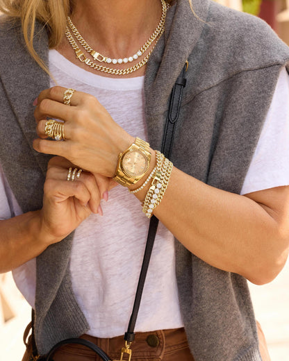 Graduated Pavé Julian Ring - Gold|White Diamondettes