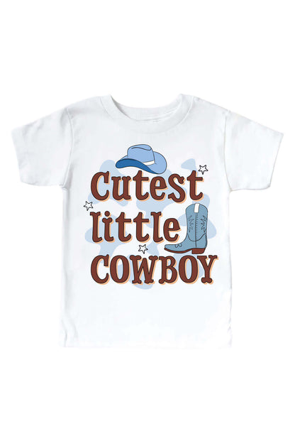 Cutest Little Cowboy Graphic Bodysuit & Kids Tee | White