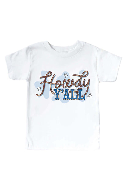 Howdy Y'all Blue Graphic Bodysuit & Kids Tee | White