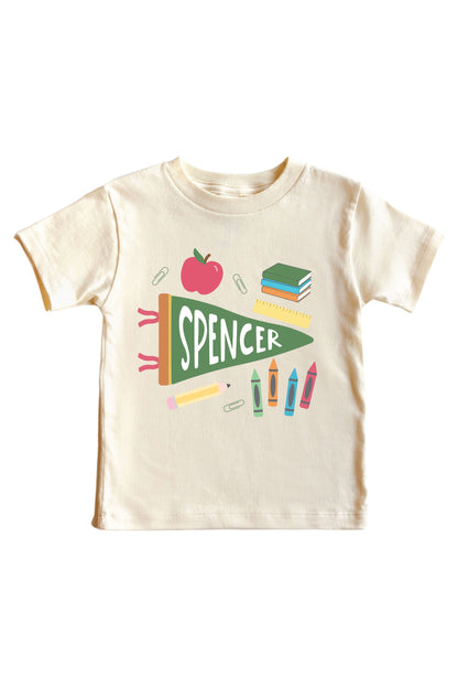 Personalized Flag Kids Graphic Tee | Natural