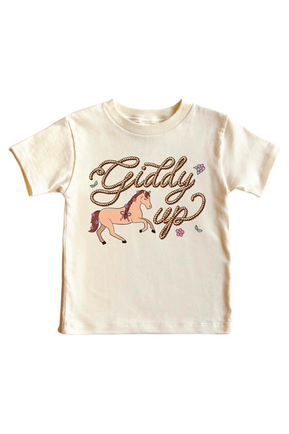 Giddy Up Pink Graphic Bodysuit & Kids Tee | Natural