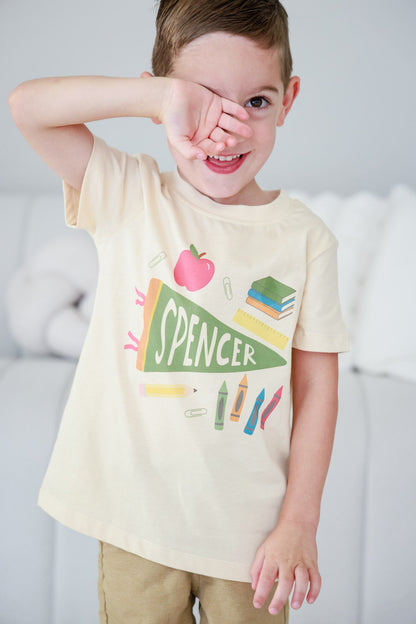Personalized Flag Kids Graphic Tee | Natural