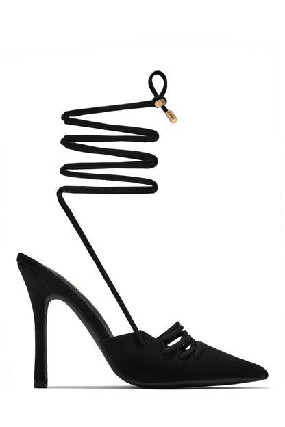 Simone Lace Up High Heel Pumps - Pink