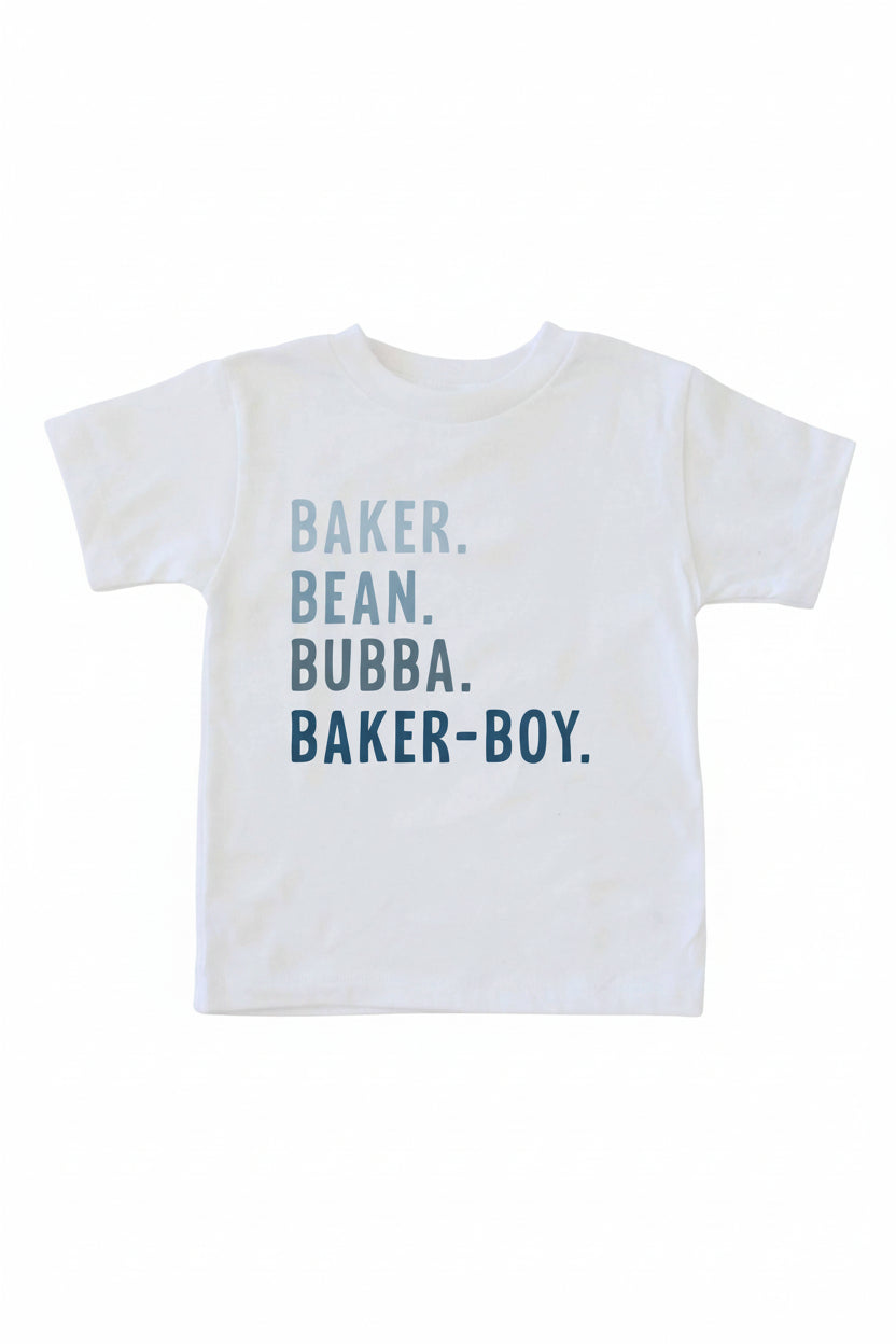 Personalized Blue Nickname Color Block Kids Graphic Tee | White
