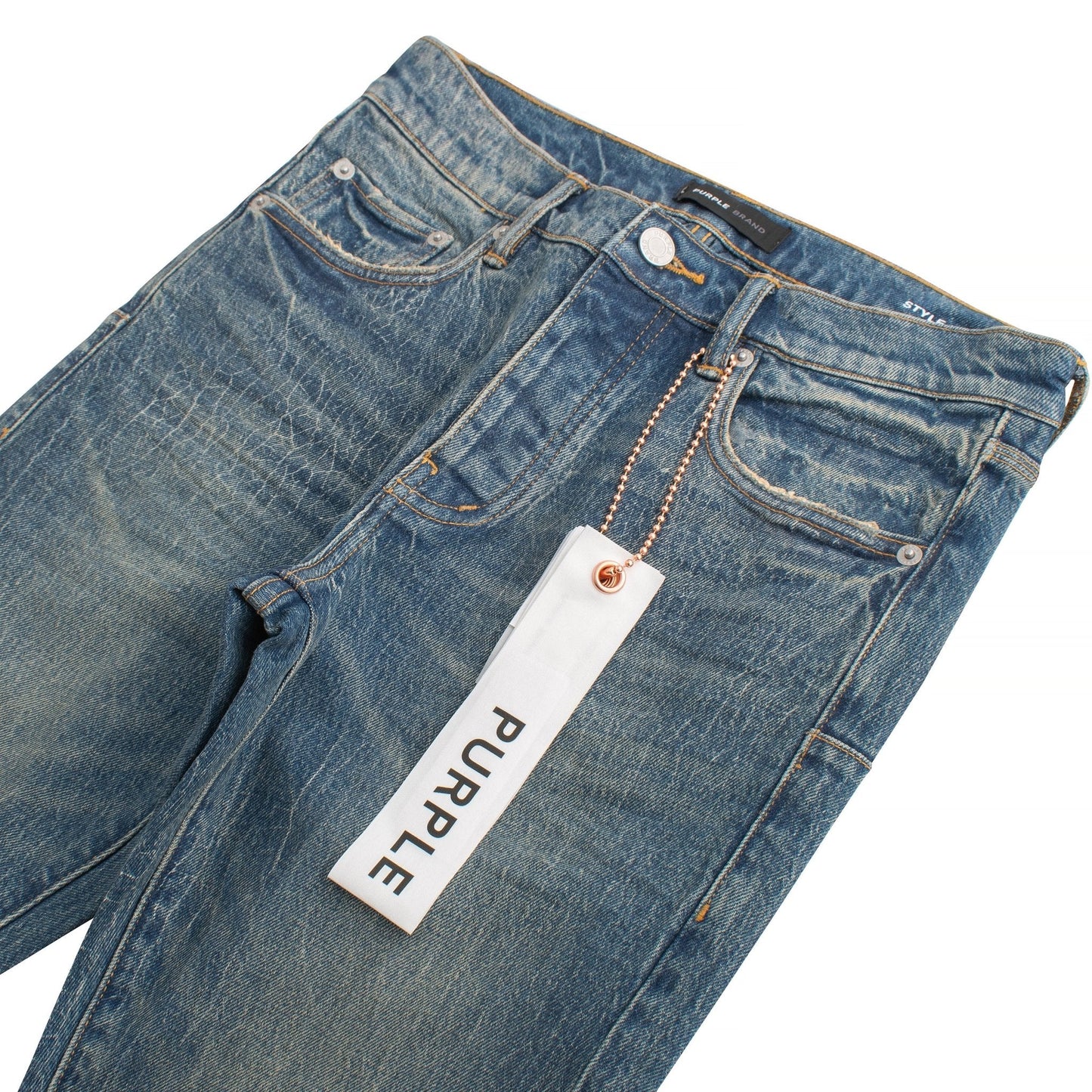 Crackle Coated Denim | Mid Indigo