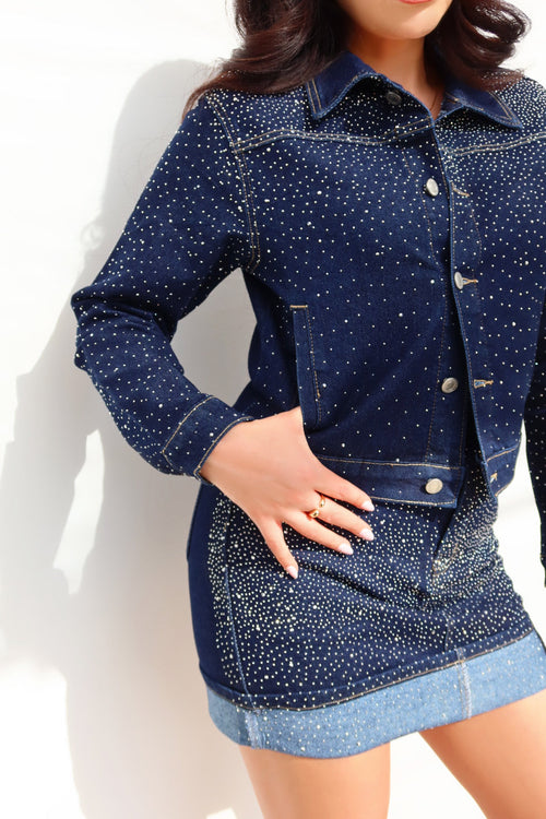 Selena Embellished Jacket - Denim