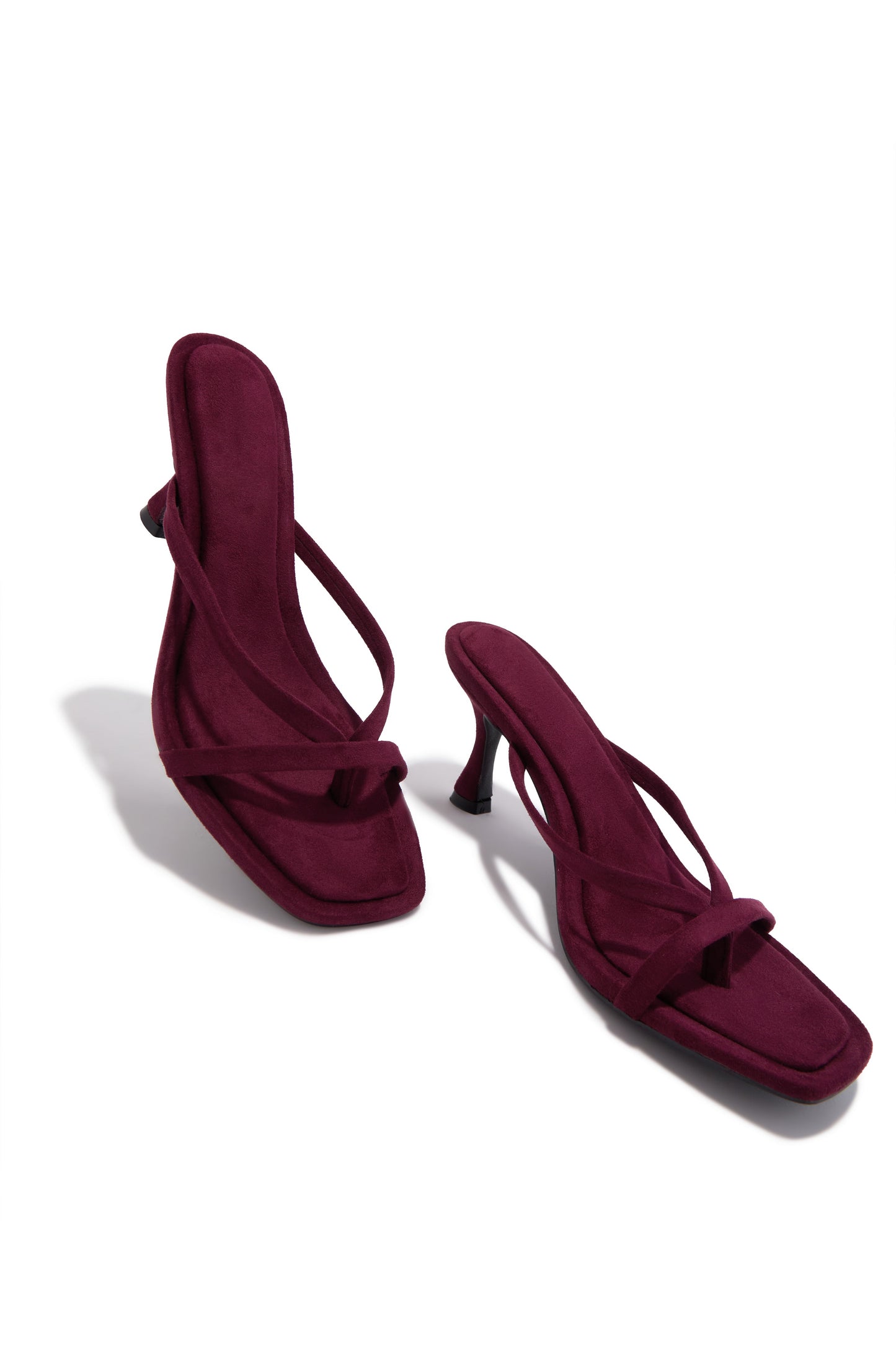 Elena Mid Heel Mules - Wine Suede